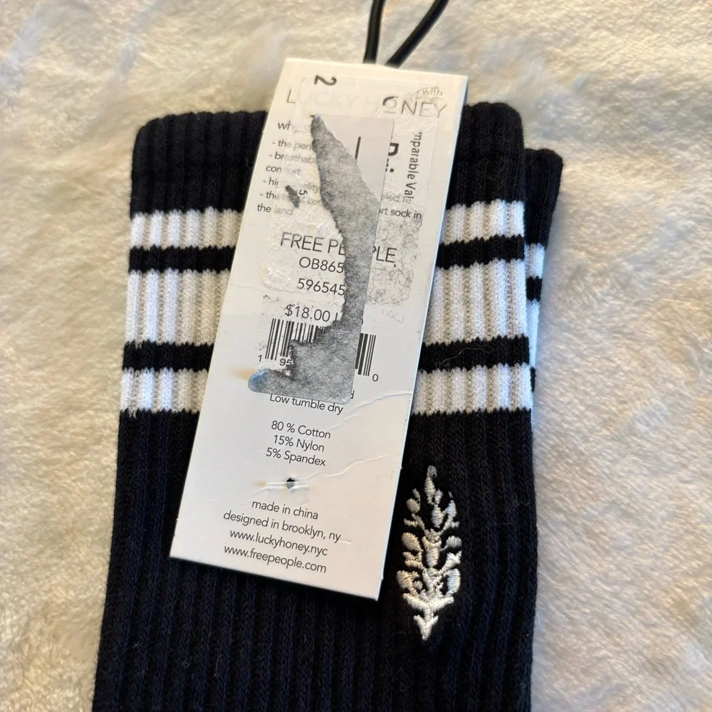 Free People Tube Socks Black New With Tags OS